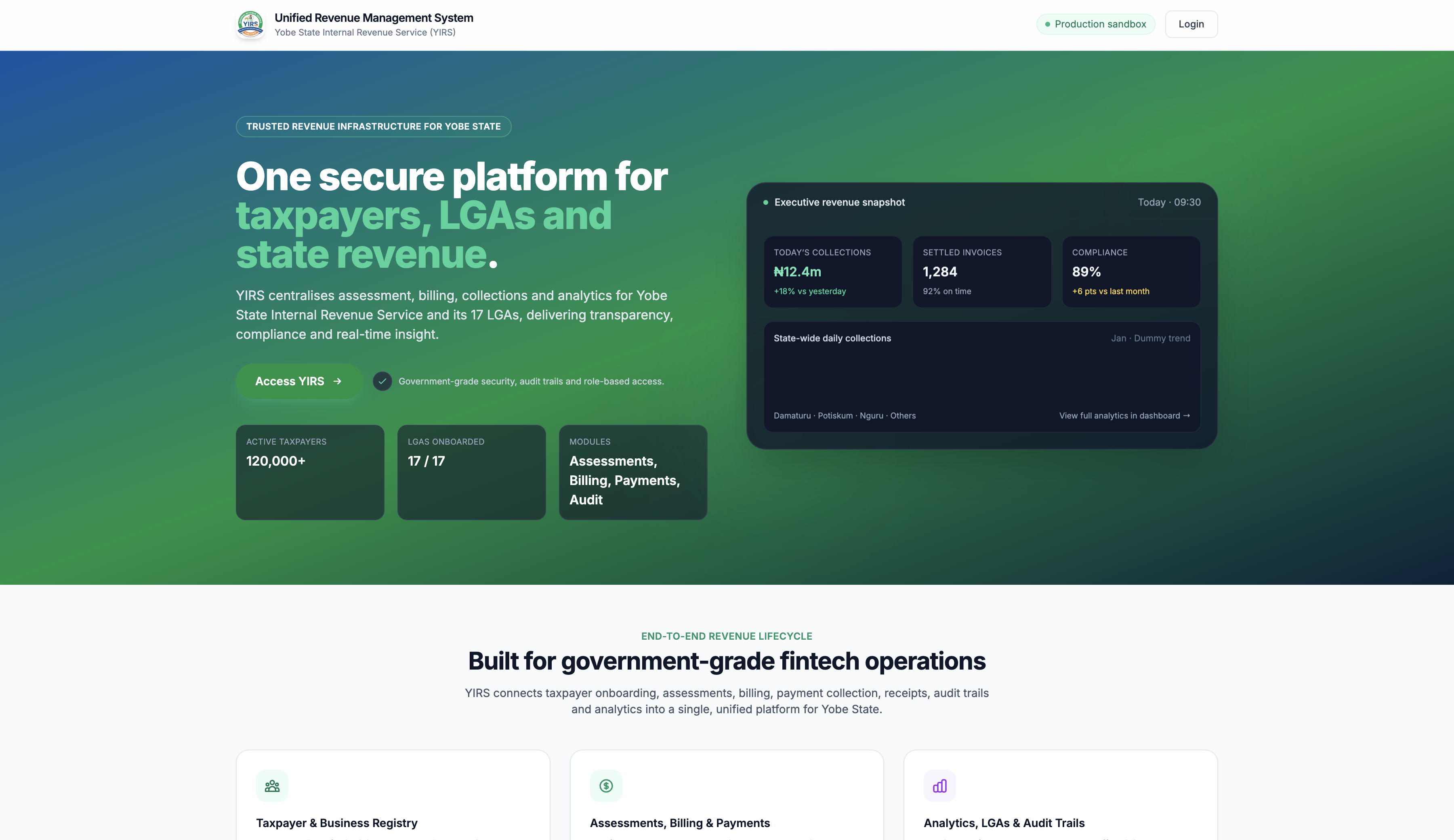 Unified Revenue Management System – Yobe State Government